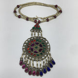 Kuchi Necklace Afghan Tribal Fashion Colorful Glass ATS Necktie Necklace, KN422