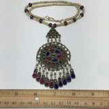 Kuchi Necklace Afghan Tribal Fashion Colorful Glass ATS Necktie Necklace, KN423