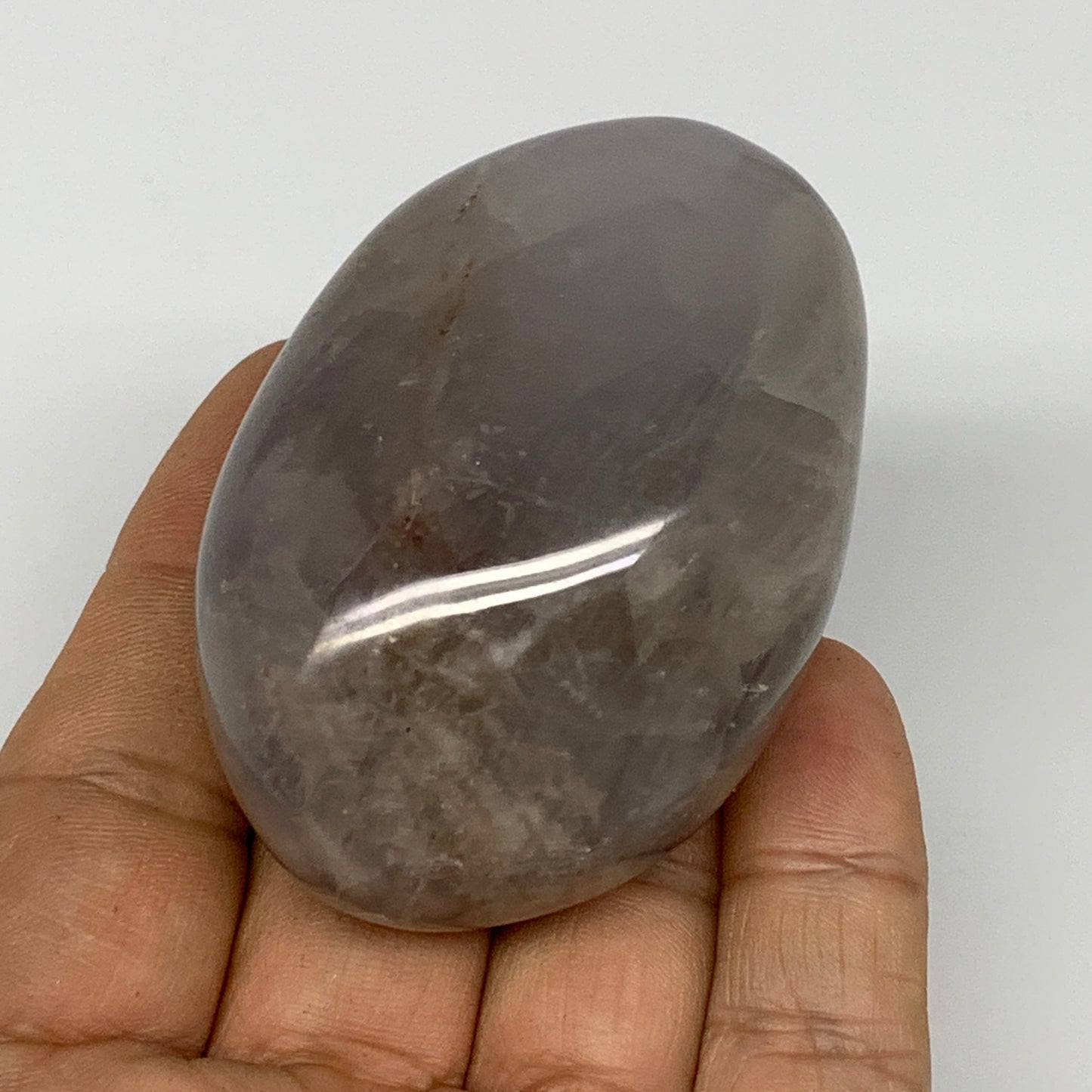 137.5g ,2.5"x1.7"x1.3", Blue Rose Quartz Palm-stone @Madagascar,B25265