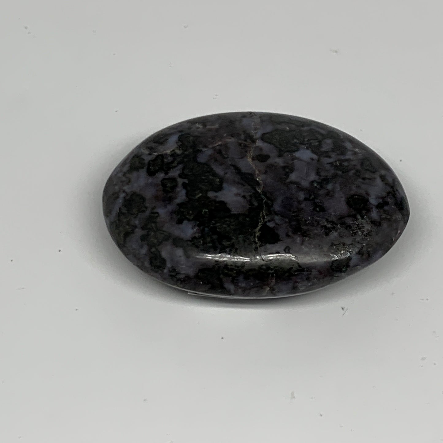 92.1g, 2.6"x1.9"x0.8", Indigo Gabro (Merlinite) Palm-Stone @Madagascar, B24409