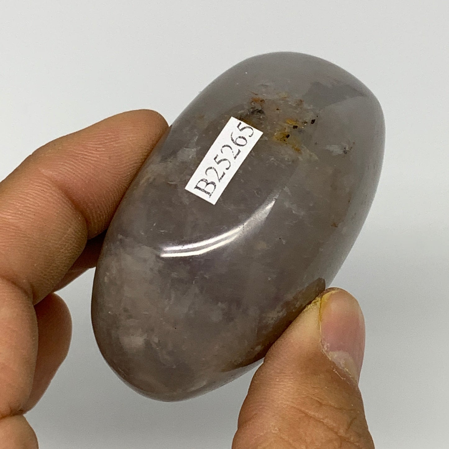 137.5g ,2.5"x1.7"x1.3", Blue Rose Quartz Palm-stone @Madagascar,B25265