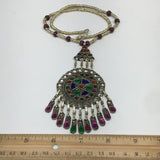 Kuchi Necklace Afghan Tribal Fashion Colorful Glass ATS Necktie Necklace, KN424