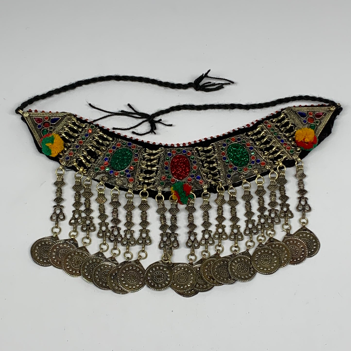 215g, 12"x5.5"Kuchi Choker Necklace Multi-Color Tribal Gypsy Bohemian,B14033