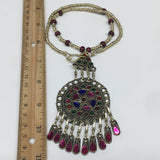 Kuchi Necklace Afghan Tribal Fashion Colorful Glass ATS Necktie Necklace, KN425
