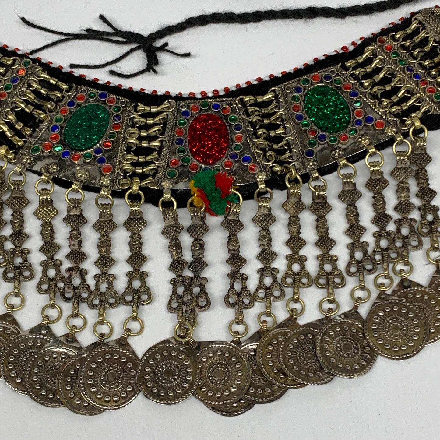 215g, 12"x5.5"Kuchi Choker Necklace Multi-Color Tribal Gypsy Bohemian,B14033