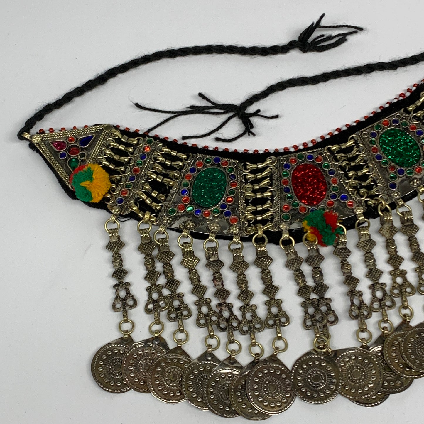 215g, 12"x5.5"Kuchi Choker Necklace Multi-Color Tribal Gypsy Bohemian,B14033