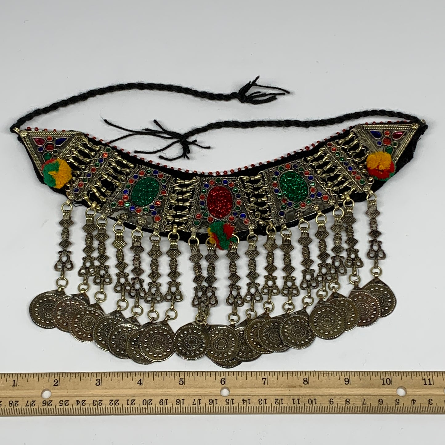 215g, 12"x5.5"Kuchi Choker Necklace Multi-Color Tribal Gypsy Bohemian,B14033