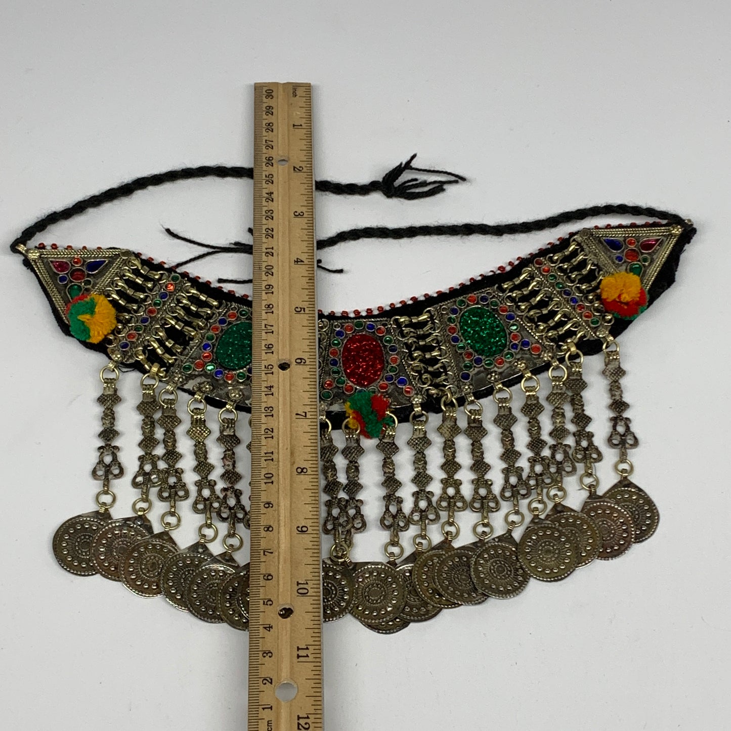 215g, 12"x5.5"Kuchi Choker Necklace Multi-Color Tribal Gypsy Bohemian,B14033