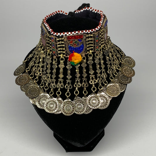 275g, 12"x5"Kuchi Choker Necklace Multi-Color Tribal Gypsy Bohemian,B14034