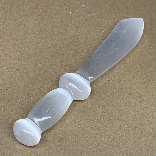 191.5g,8.75"x1.4"x0.8"Natural Selenite Crystal Knife (Satin Spar) @Morocco,B9150