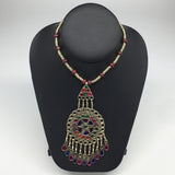 Kuchi Necklace Afghan Tribal Fashion Colorful Glass ATS Necktie Necklace, KN429