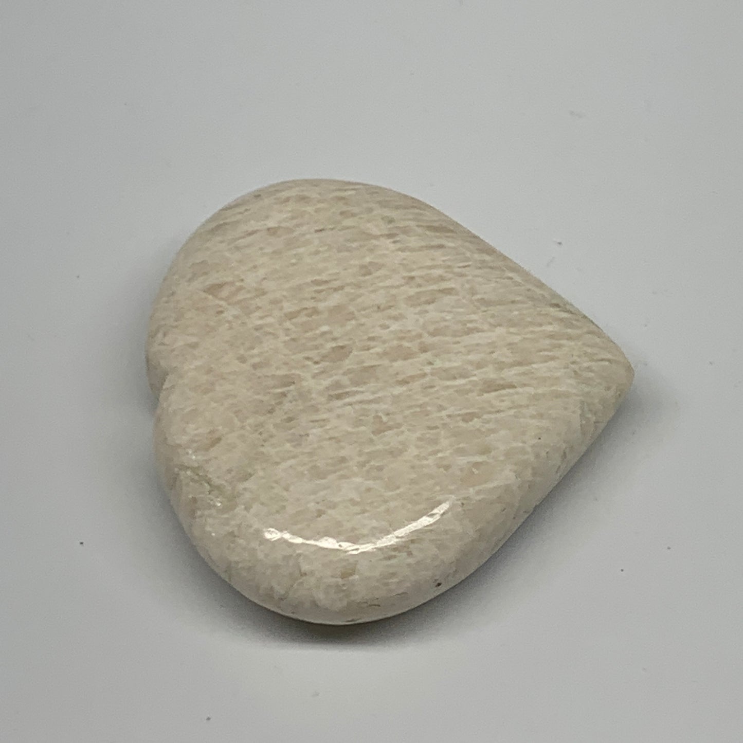 98.7g, 2.2"x2.4"x0.8", White Moonstone Heart Crystal Polished Gemstone, B22132