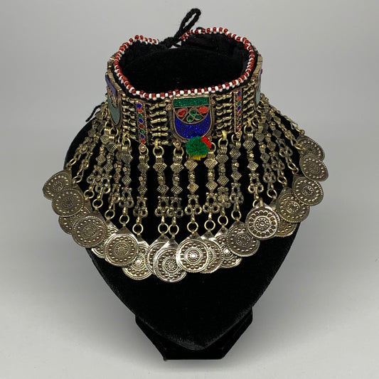 285g, 12"x5"Kuchi Choker Necklace Multi-Color Tribal Gypsy Bohemian,B14035
