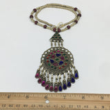 Kuchi Necklace Afghan Tribal Fashion Colorful Glass ATS Necktie Necklace, KN430