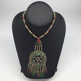 Kuchi Necklace Afghan Tribal Fashion Colorful Glass ATS Necktie Necklace, KN431