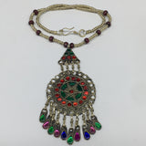 Kuchi Necklace Afghan Tribal Fashion Colorful Glass ATS Necktie Necklace, KN433