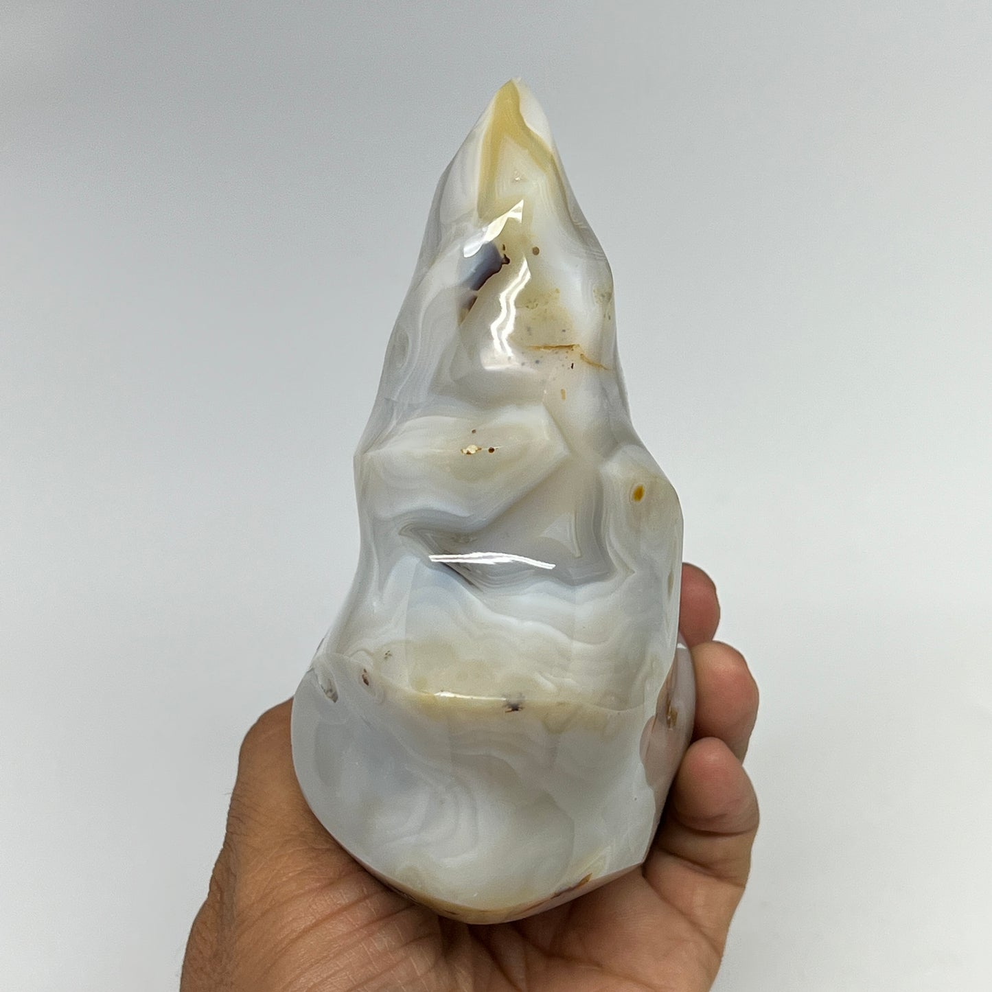 740g, 4.9"x3.9"x2.3", Orca Agate Flame Gemstones Home Decor @Madagascar, B19521