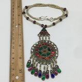 Kuchi Necklace Afghan Tribal Fashion Colorful Glass ATS Necktie Necklace, KN433