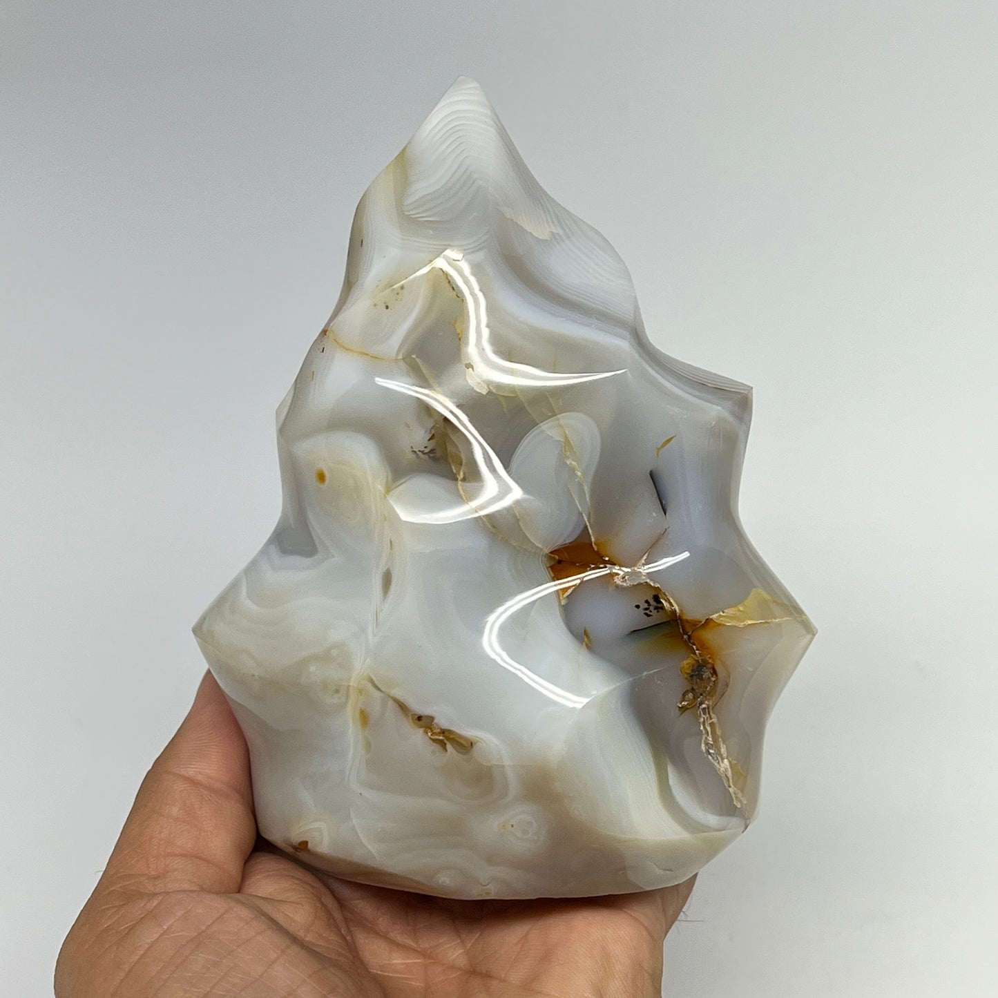 740g, 4.9"x3.9"x2.3", Orca Agate Flame Gemstones Home Decor @Madagascar, B19521