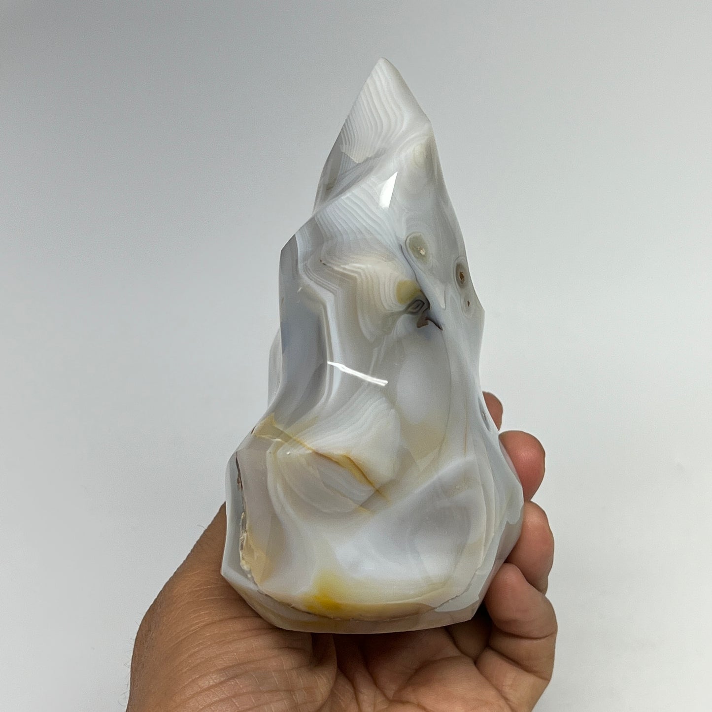 740g, 4.9"x3.9"x2.3", Orca Agate Flame Gemstones Home Decor @Madagascar, B19521