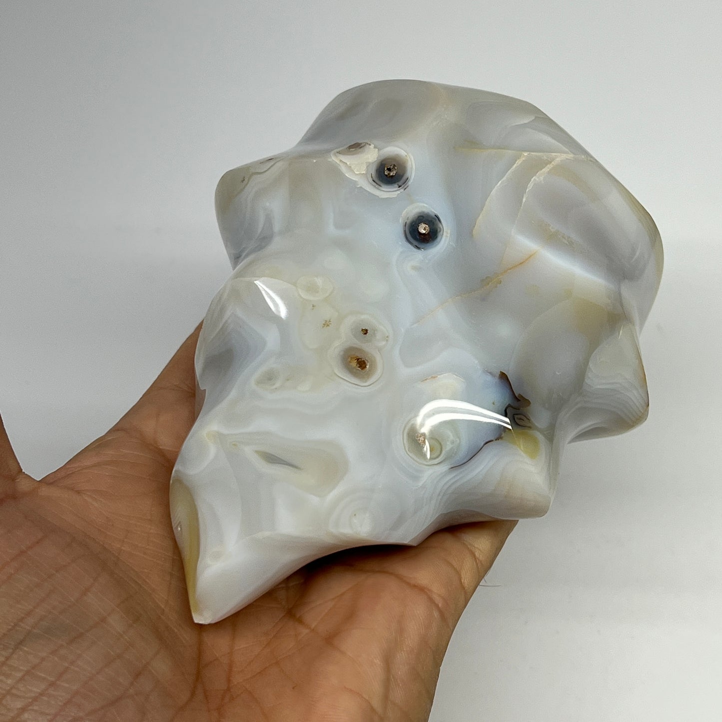 740g, 4.9"x3.9"x2.3", Orca Agate Flame Gemstones Home Decor @Madagascar, B19521