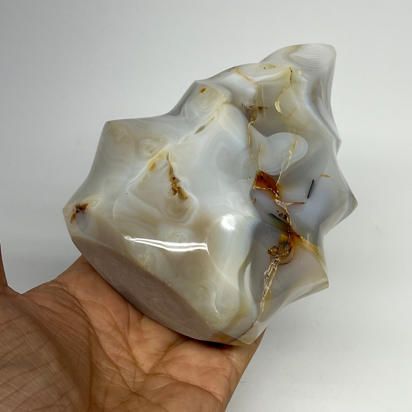 740g, 4.9"x3.9"x2.3", Orca Agate Flame Gemstones Home Decor @Madagascar, B19521