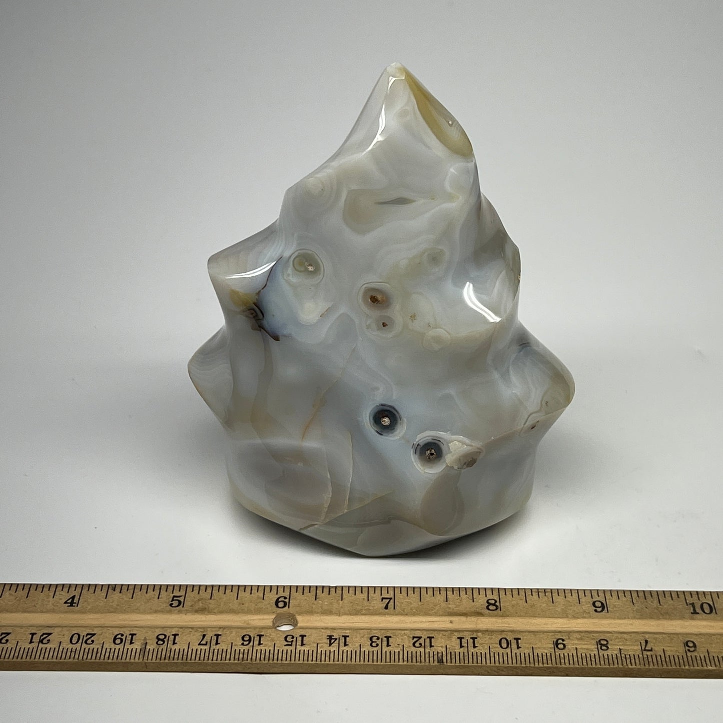 740g, 4.9"x3.9"x2.3", Orca Agate Flame Gemstones Home Decor @Madagascar, B19521