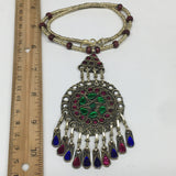 Kuchi Necklace Afghan Tribal Fashion Colorful Glass ATS Necktie Necklace, KN435
