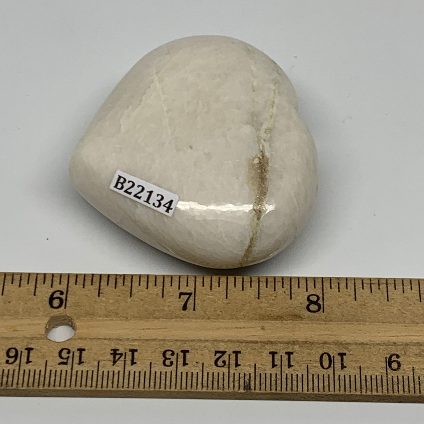 92.6g, 2"x2.3"x0.9", White Moonstone Heart Crystal Polished Gemstone, B22134