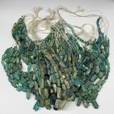 1 Strand,12mm-32mm,14"Ancient Rough Rectangle Tube Roman Glass Beads Strand @Afg