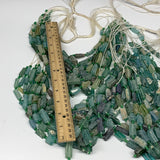 1 Strand,12mm-32mm,14"Ancient Rough Rectangle Tube Roman Glass Beads Strand @Afg