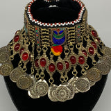 295g, 11.5"x4.75"Kuchi Choker Necklace Multi-Color Tribal Gypsy Bohemian,B14040