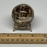 119.6g, 1.8" (47mm), Chocolate/Gray Onyx Sphere Ball Gemstone @Morocco, B18877