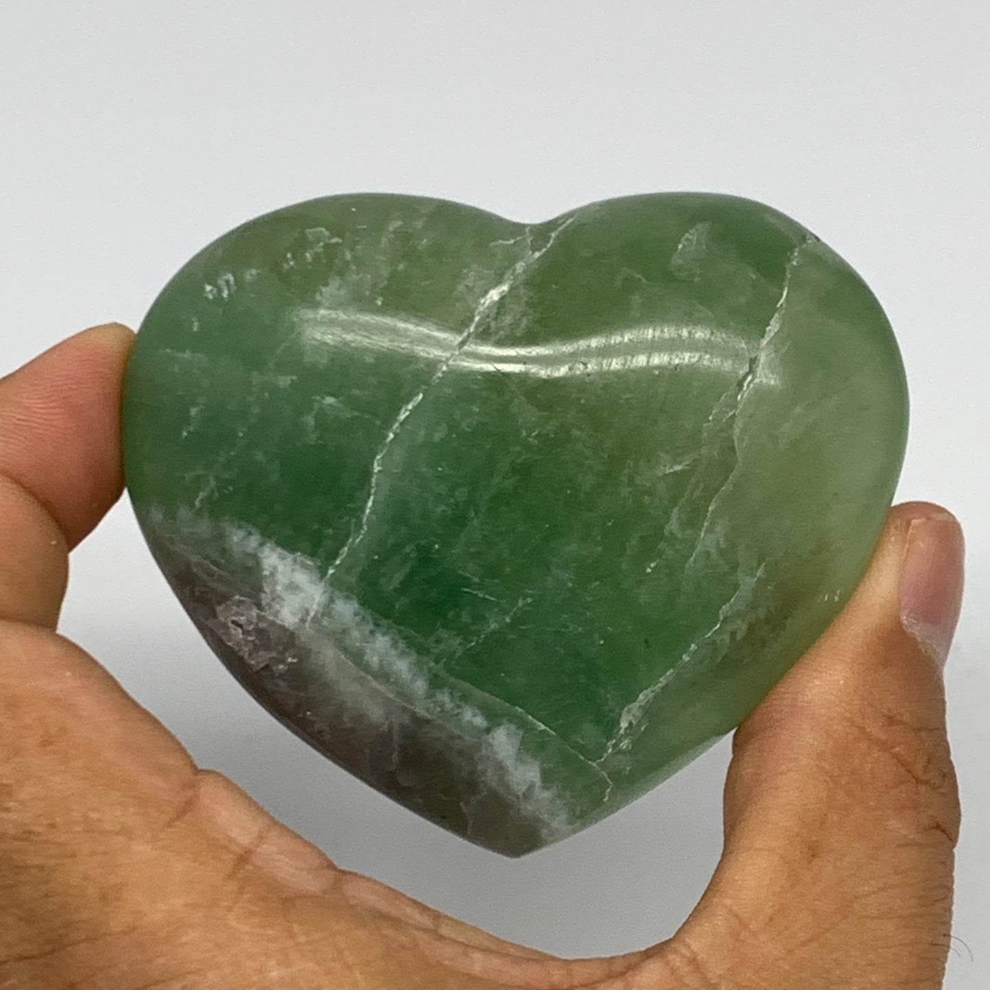 205.3g, 2.3" x 2.8" x 1.2" Fluorite Heart Healing Crystal @Madagascar, B17344