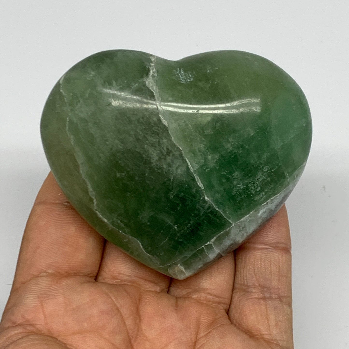 205.3g, 2.3" x 2.8" x 1.2" Fluorite Heart Healing Crystal @Madagascar, B17344