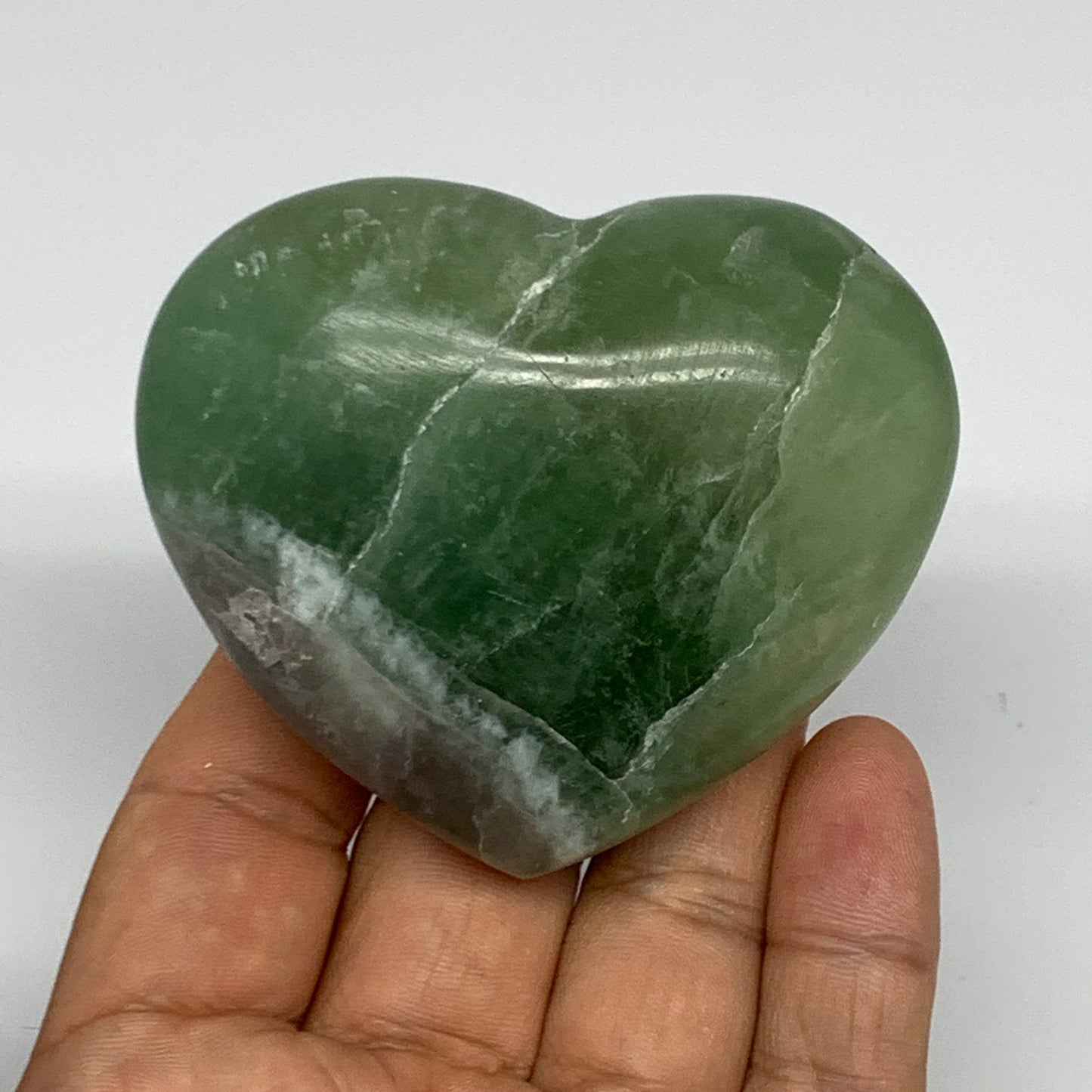 205.3g, 2.3" x 2.8" x 1.2" Fluorite Heart Healing Crystal @Madagascar, B17344