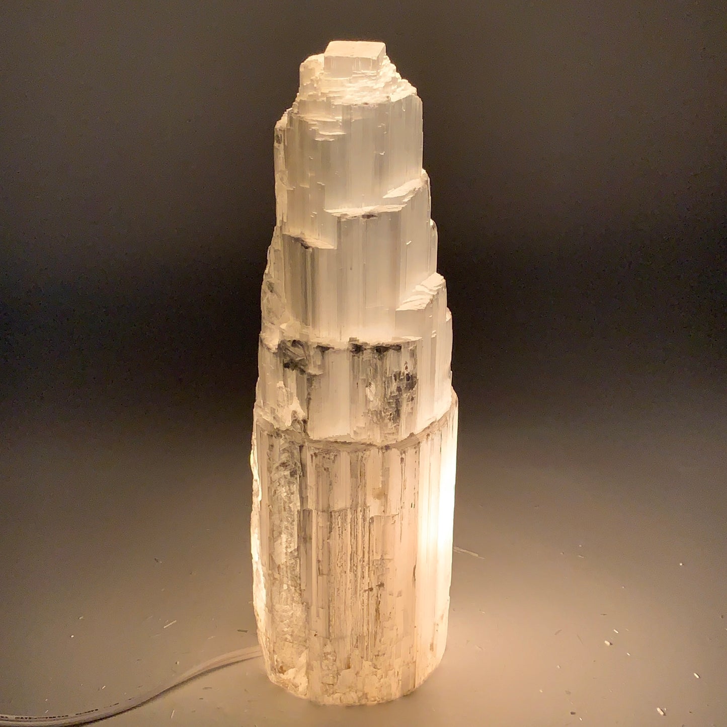 7.23 lb,11.75"x3.8" White Selenite (Satin Spar) Rough Lamp W/Chord @Morocco,B124