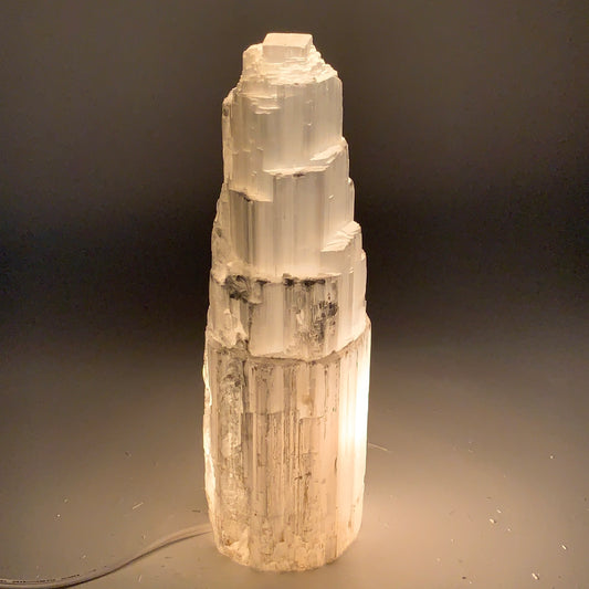 7.23 lb,11.75"x3.8" White Selenite (Satin Spar) Rough Lamp W/Chord @Morocco,B124