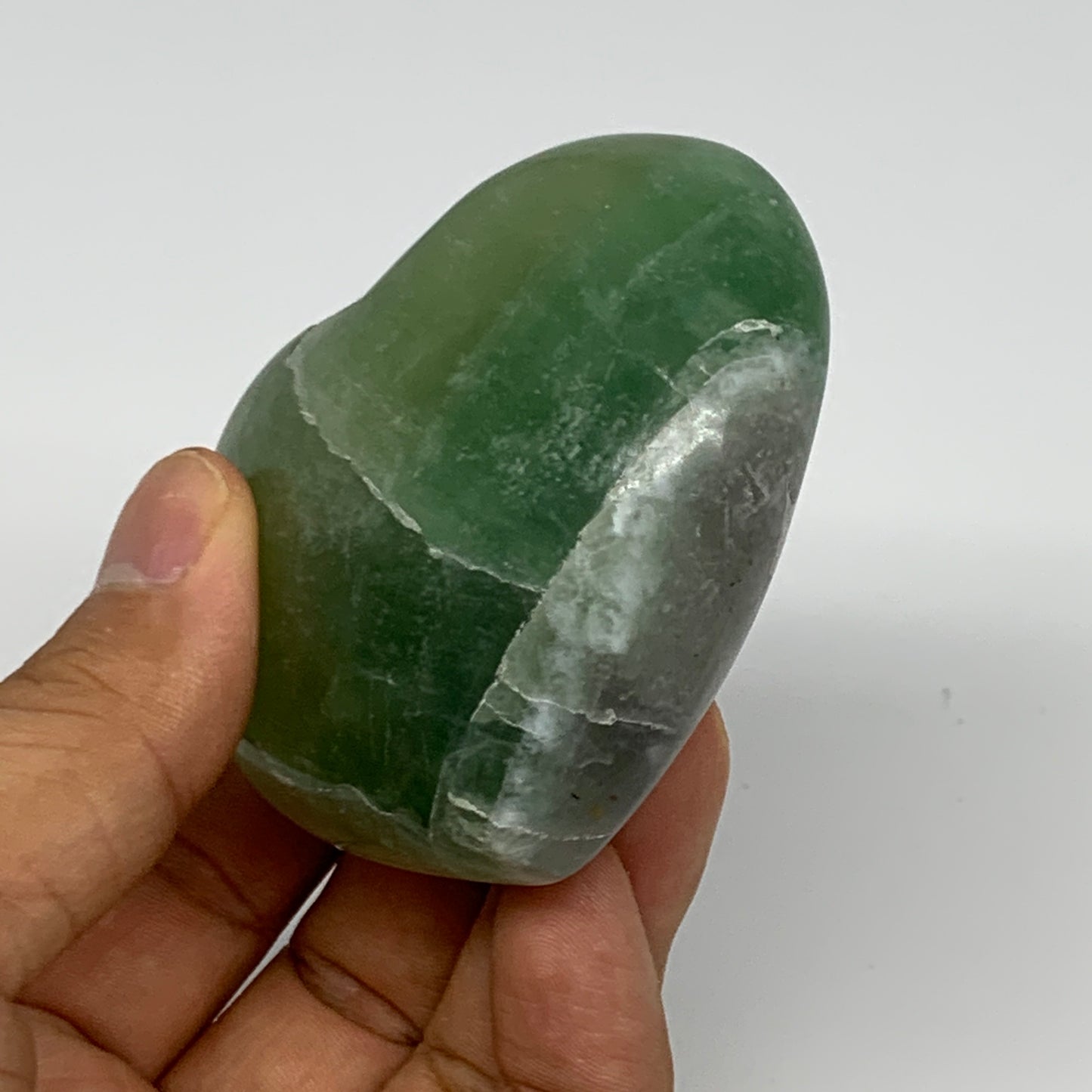 205.3g, 2.3" x 2.8" x 1.2" Fluorite Heart Healing Crystal @Madagascar, B17344