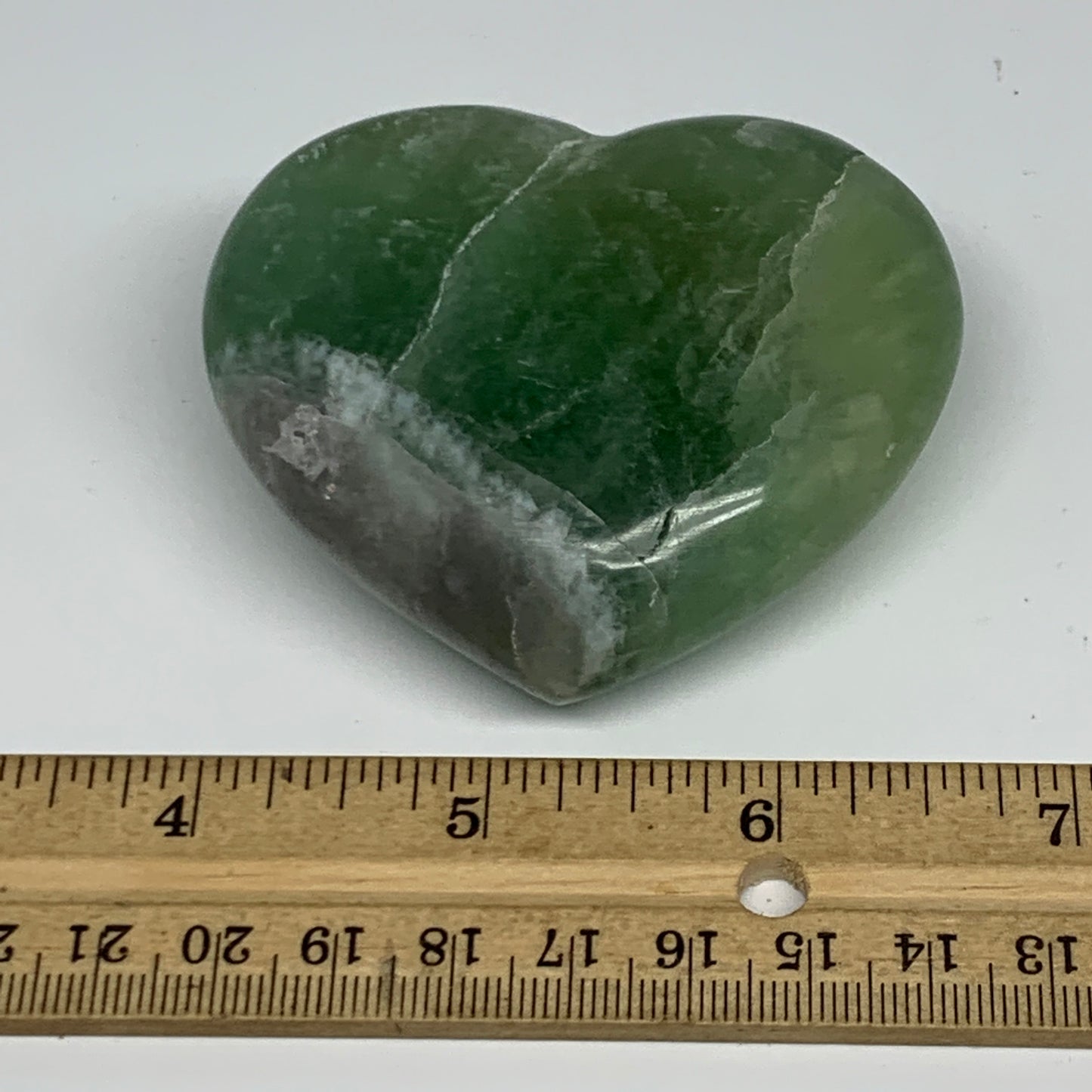 205.3g, 2.3" x 2.8" x 1.2" Fluorite Heart Healing Crystal @Madagascar, B17344