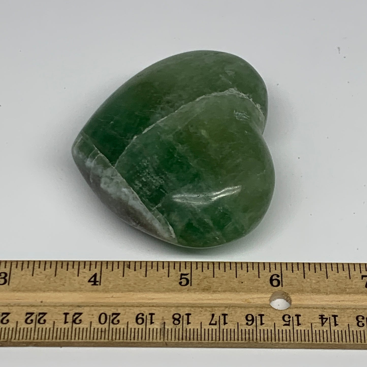 205.3g, 2.3" x 2.8" x 1.2" Fluorite Heart Healing Crystal @Madagascar, B17344