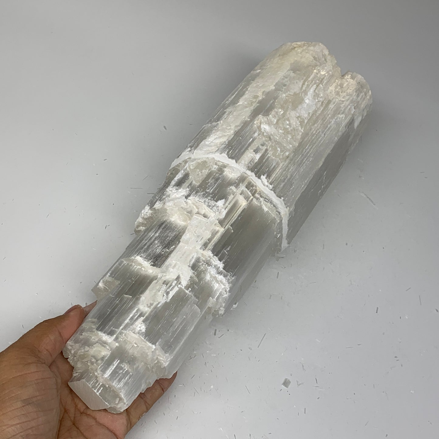 7.23 lb,11.75"x3.8" White Selenite (Satin Spar) Rough Lamp W/Chord @Morocco,B124