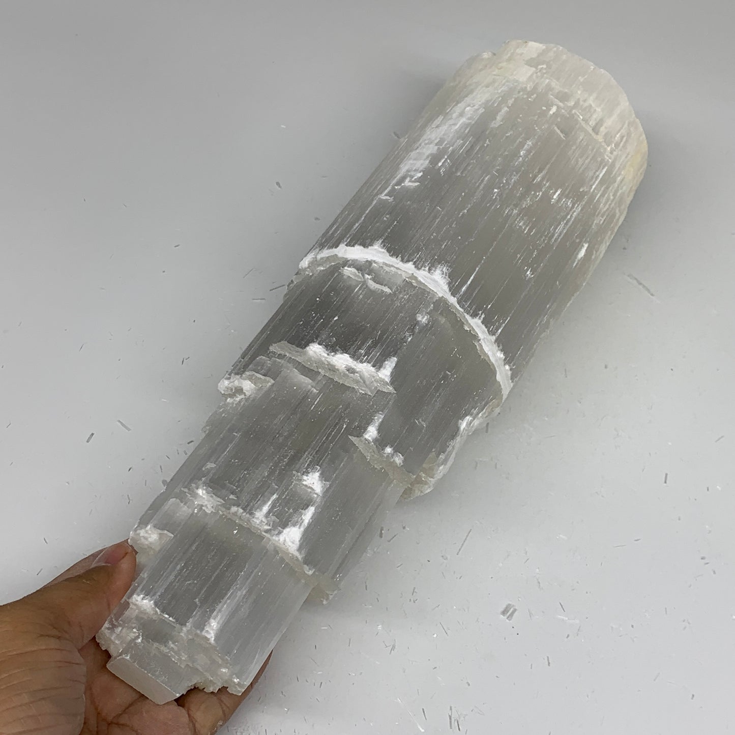 7.23 lb,11.75"x3.8" White Selenite (Satin Spar) Rough Lamp W/Chord @Morocco,B124