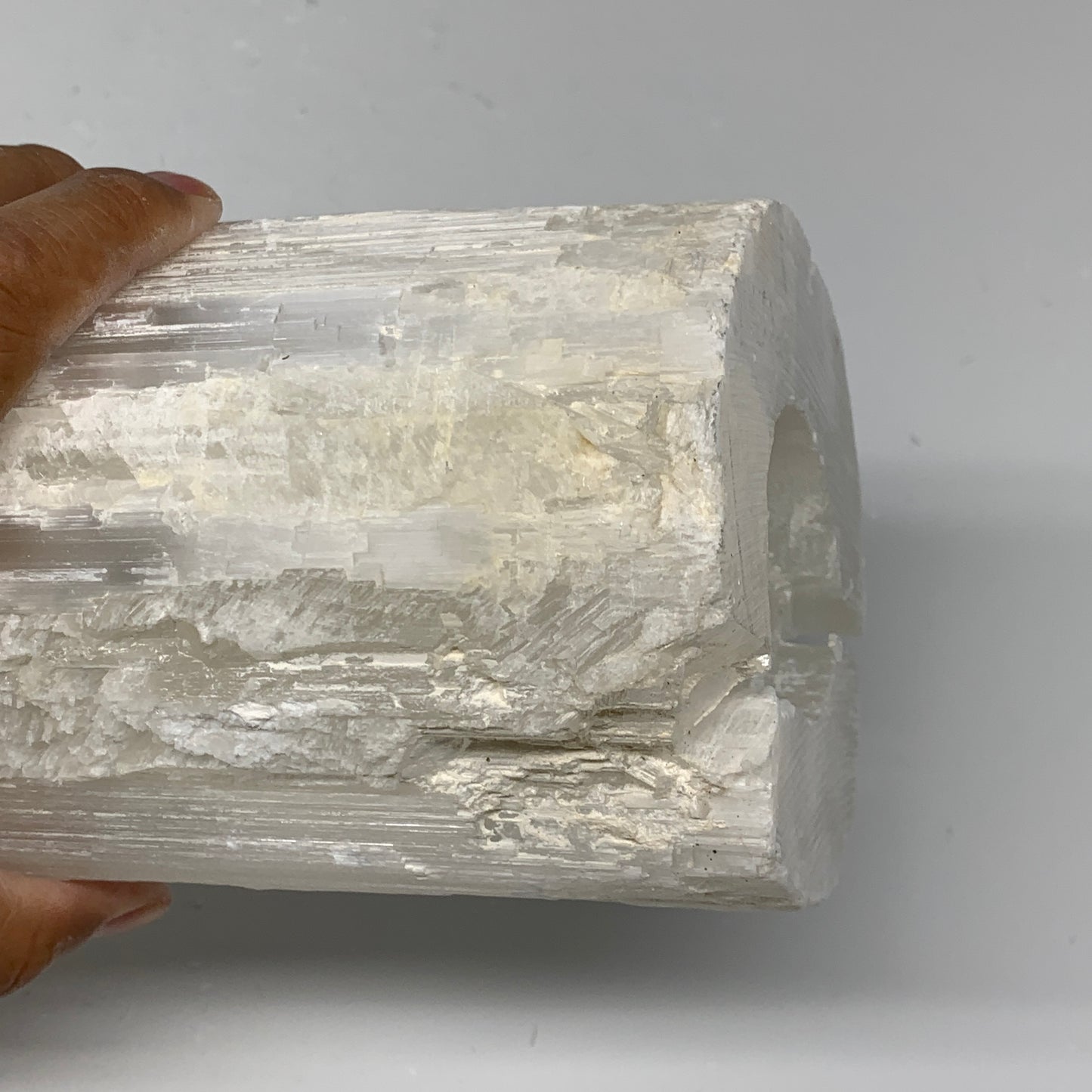7.23 lb,11.75"x3.8" White Selenite (Satin Spar) Rough Lamp W/Chord @Morocco,B124