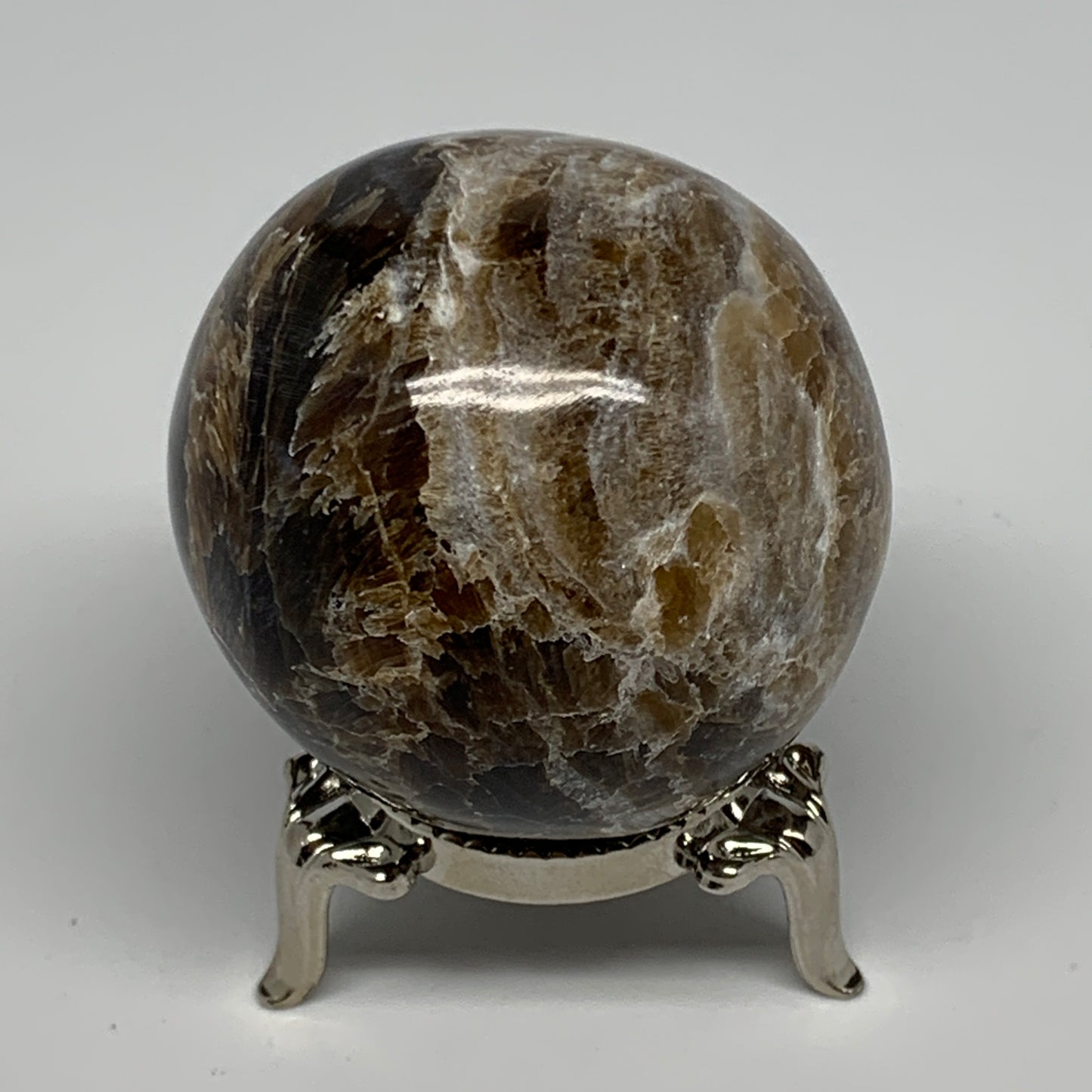 124g, 1.9" (47mm), Chocolate/Gray Onyx Sphere Ball Gemstone @Morocco, B18879