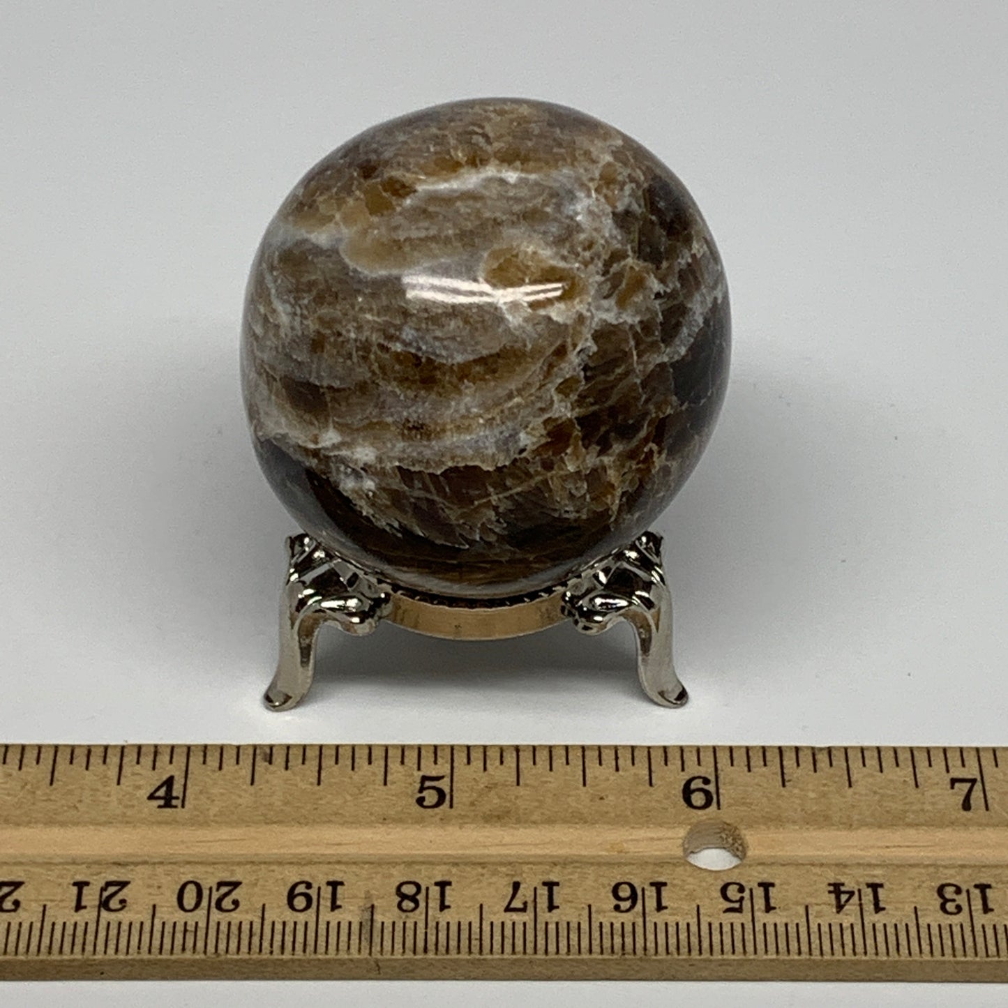 124g, 1.9" (47mm), Chocolate/Gray Onyx Sphere Ball Gemstone @Morocco, B18879