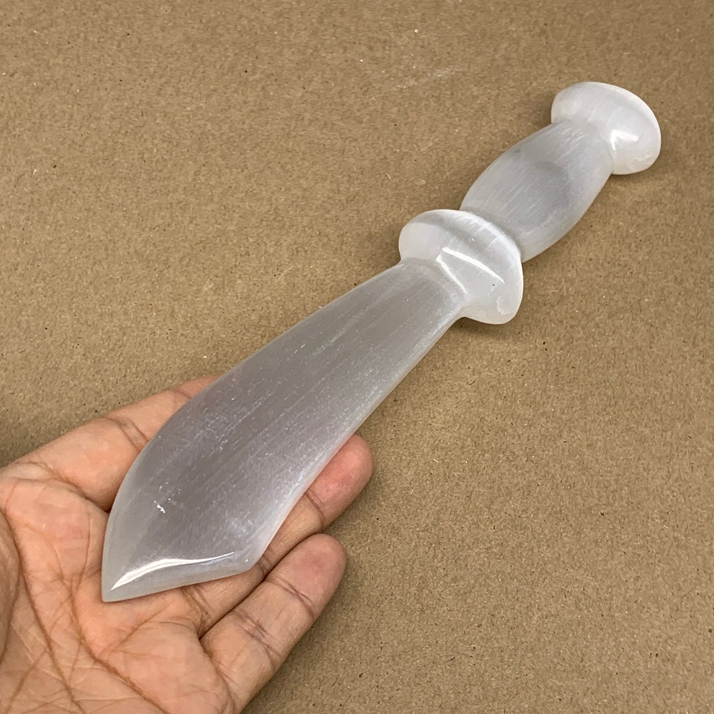 195.2g,8.6"x1.4"x0.9"Natural Selenite Crystal Knife (Satin Spar) @Morocco,B9157