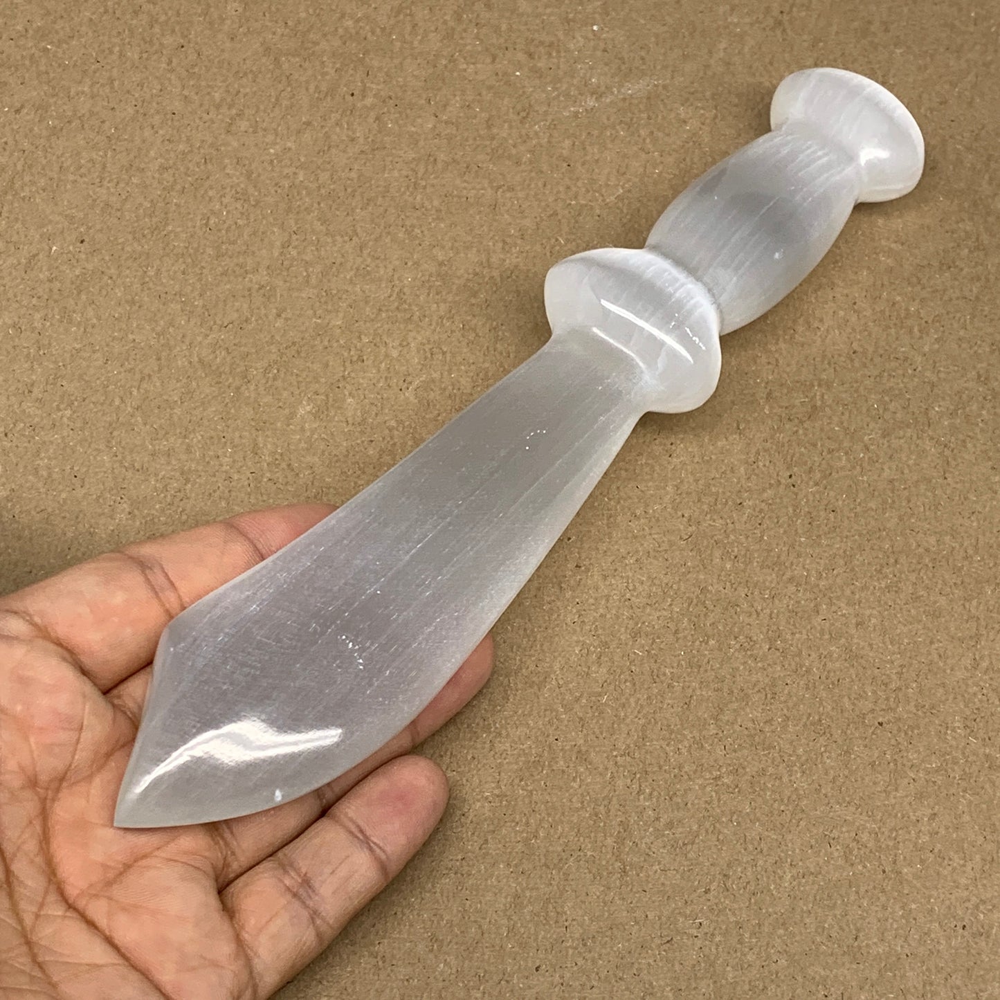195.2g,8.6"x1.4"x0.9"Natural Selenite Crystal Knife (Satin Spar) @Morocco,B9157