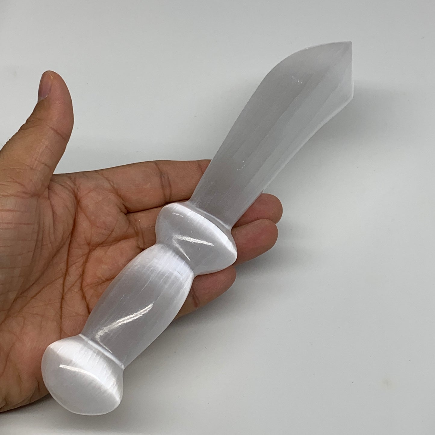 195.2g,8.6"x1.4"x0.9"Natural Selenite Crystal Knife (Satin Spar) @Morocco,B9157