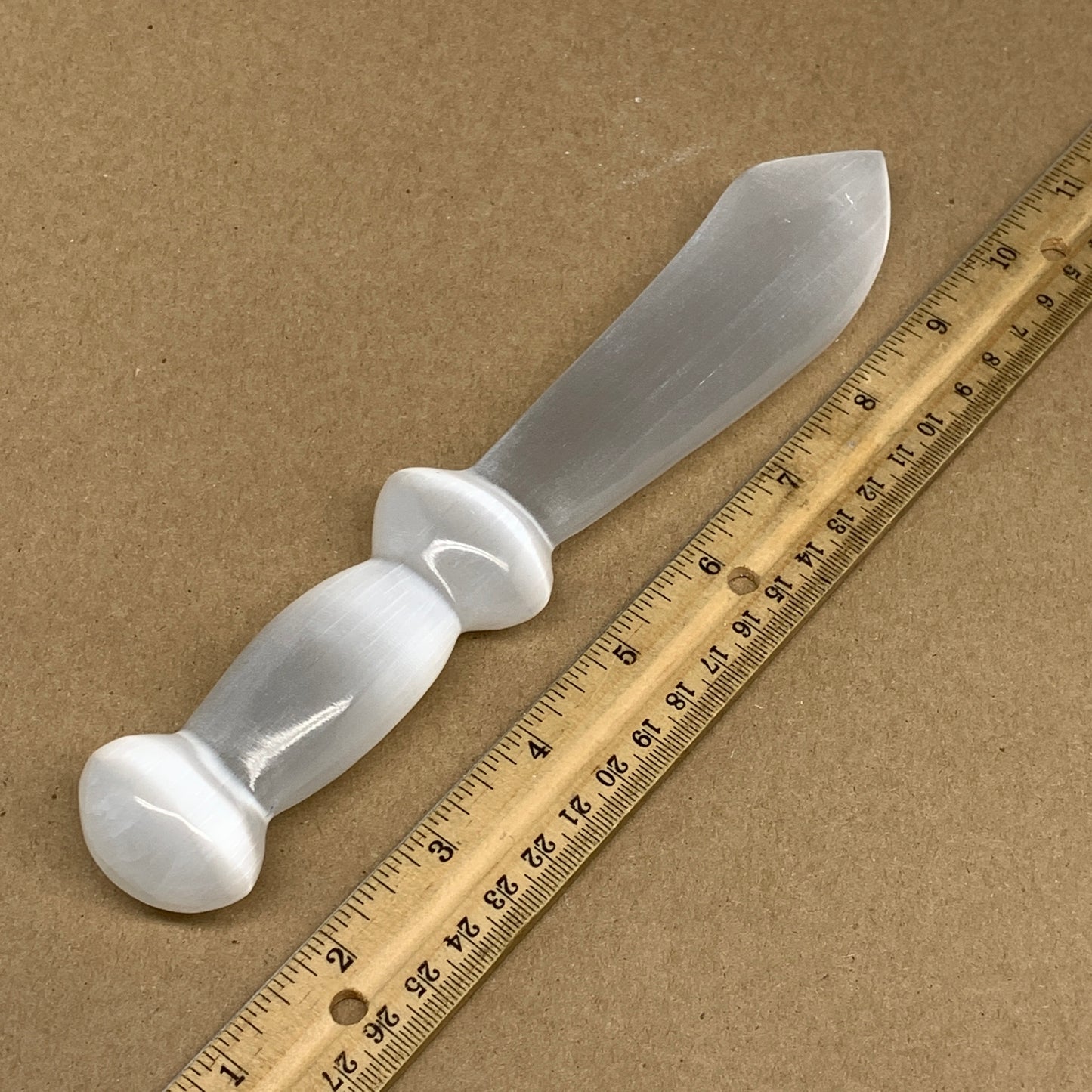 195.2g,8.6"x1.4"x0.9"Natural Selenite Crystal Knife (Satin Spar) @Morocco,B9157